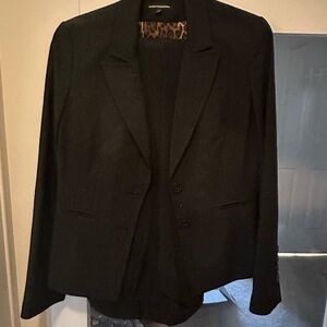 Express Women's Black Blazer suit with trousers  with Leopard Lining